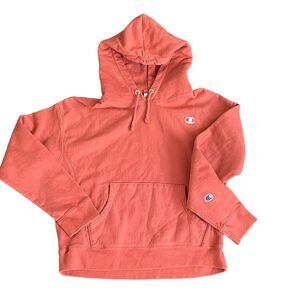 Champion reverse weave women L red/orange hoodie‎ sweatshirt scrunch dye WL266